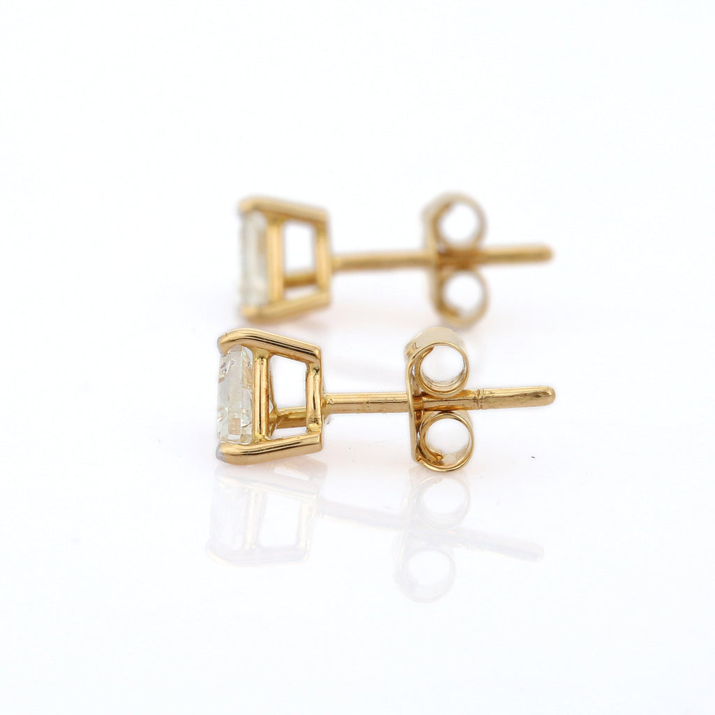 18K Gold Trillion Cut Diamond Tiny Studs Image
