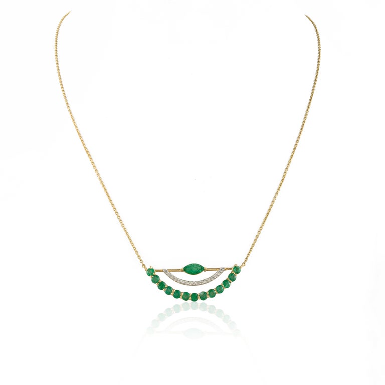 14K Emerald Pendant Necklace Image