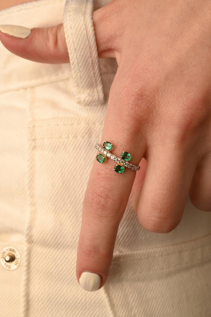 14K Gold Emerald Statement Ring Image