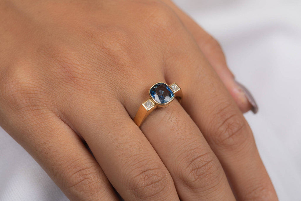 14K Gold Sapphire & Diamond Wedding Ring Image