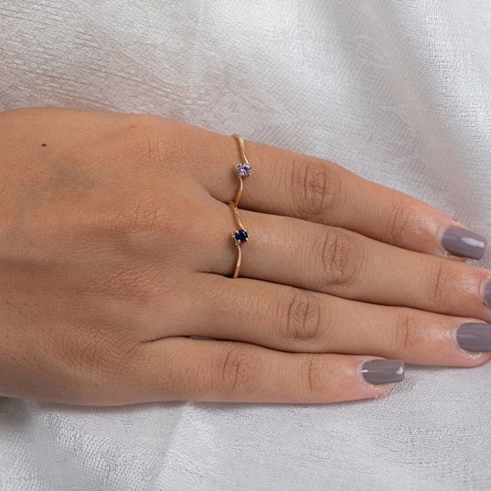 14K Natural Sapphire Dainty Ring Image